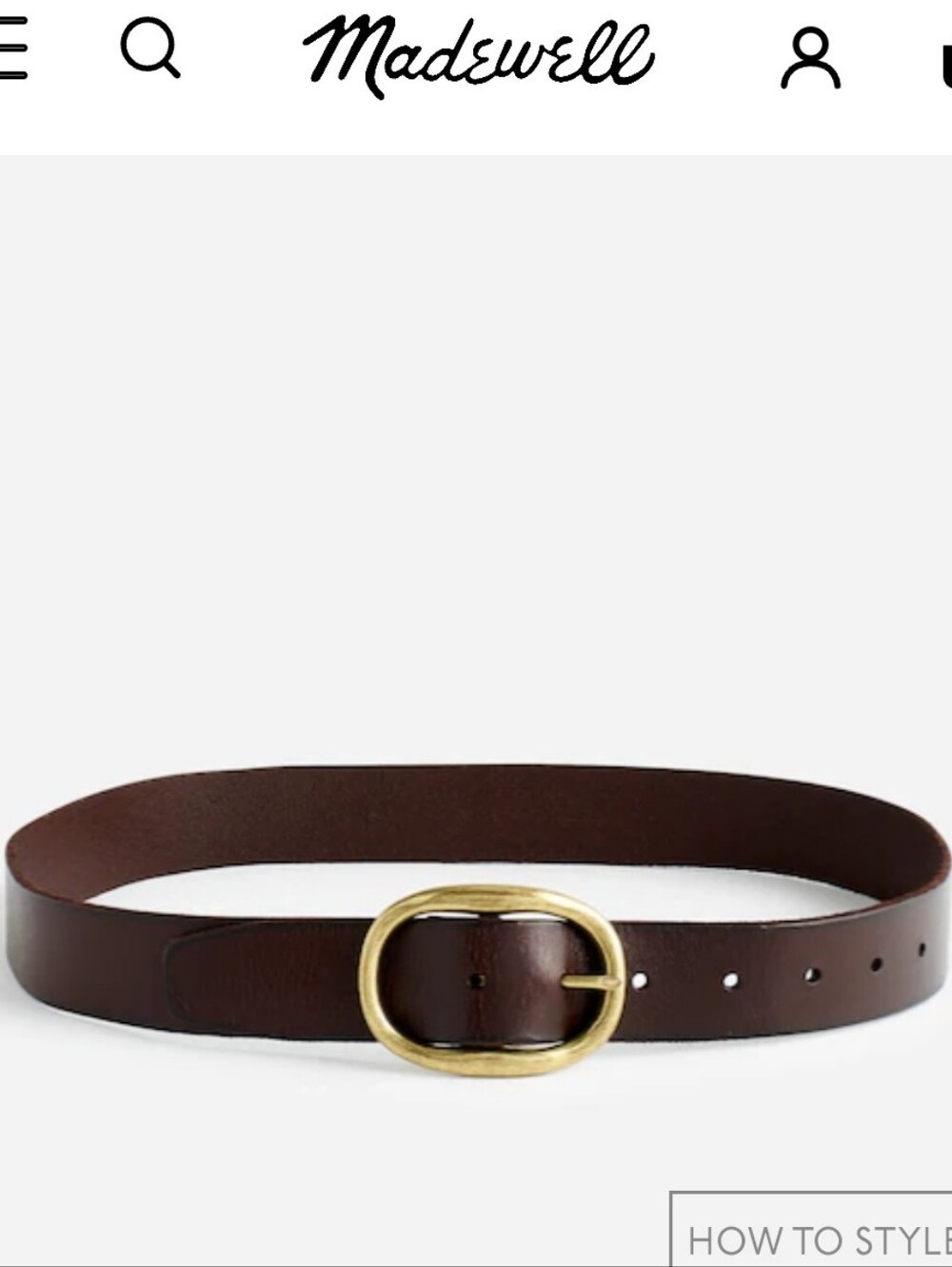 Madewell Dark Brown Leather Belt with Gold Oval Buckle in Coffee Bean